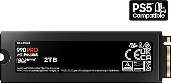 SAMSUNG 990 PRO w Heatsink SSD 2TB, PCIe Gen4 M.2 2280 Internal Solid State Hard Drive, Seq. Read Speeds Up To 7,450MBs for High End Computing, Workstations, Compatible w PlayStation 5, MZ-V9P2T0CW