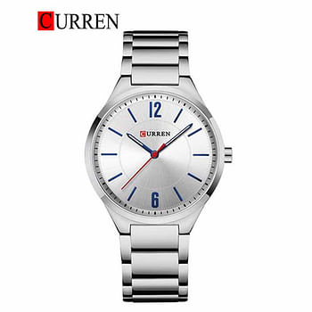 CURREN 8280 Original Brand Stainless Steel Band Wrist Watch For Men silver