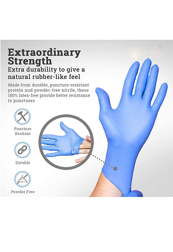 Powder Free Nitrile Disposable  Blue Extra Large Gloves 100 Pcs