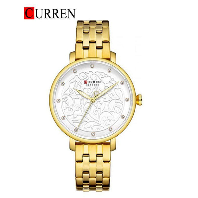 Curren 9046 Original Brand Stainless Steel Band Wrist Watch For Women / Gold