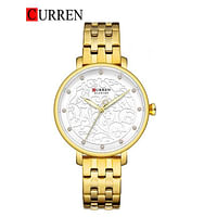 Curren 9046 Original Brand Stainless Steel Band Wrist Watch For Women / Gold