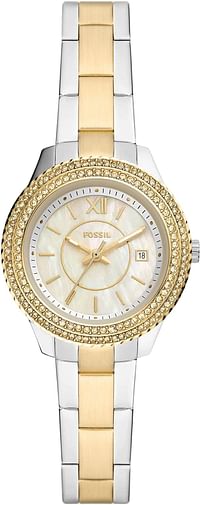 Fossil Women's Stella Three-Hand Date, Two-Tone-Tone Stainless Steel Watch, ES5138 - Silver and Gold