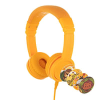 ONANOFF BuddyPhones Explore Plus Foldable With Mic | Safe Volume In-line Mic w/ Control Button |Detacdhable Audio Cable| Adjustable Foldable for Tablet, Nintendo Wii, e-Learning - Sun Yellow