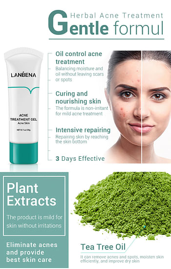 LANBENA Acne Treatment Cream Gel | Gel for Face to Shrink Pores, Clear Acne, Pimples, Breakouts and Repair Acne Skin - 20 ml