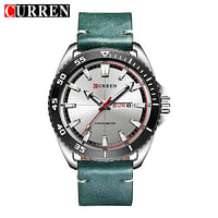 ساعة يد كورين 8272 أصلية بسوار جلدي للرجال - اخضر