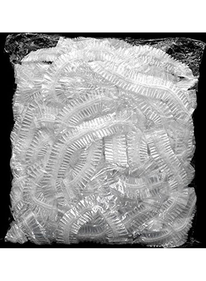 100-Piece Disposable Shower Cap Set Clear/White