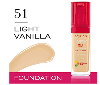 Bourjois Healthy Mix Anti-Fatigue Foundation. 51 Light Vanilla, 30 Ml