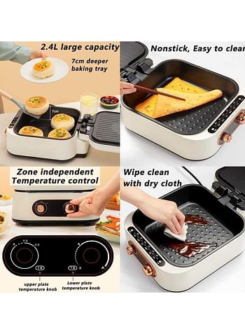 SILER CAEST Multifunctional Electric Frying Pan & Grill+Hotpot, SC-9826/White