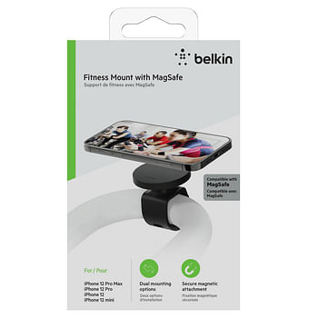 Belkin Magnetic Fitness Phone Mount - Magsafe Compatible, Indoor WorkOut Partner w/ Magnetic Attachment, For iPhone 12, iPhone 12 Pro, iPhone 12 Pro Max, iPhone 12 mini