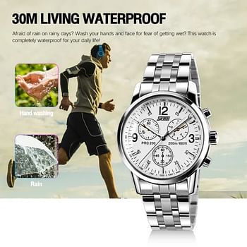 SKMEI Business Fashion Stainless Steel Waterproof Watches for Men 9070.