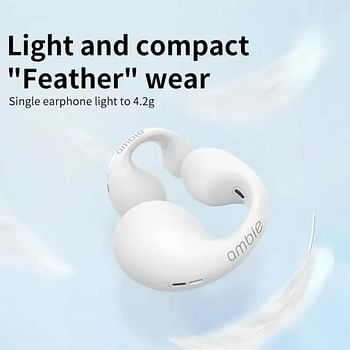 True Wireless Earbuds AM-TW01 AMBIE, Earcuffs Upgrade Pro Bluetooth Ear Clips - White