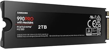 SAMSUNG 990 PRO w Heatsink SSD 2TB, PCIe Gen4 M.2 2280 Internal Solid State Hard Drive, Seq. Read Speeds Up To 7,450MBs for High End Computing, Workstations, Compatible w PlayStation 5, MZ-V9P2T0CW