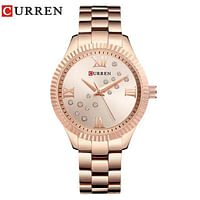 Curren 9009 Original Brand Stainless Steel Band Wrist Watch For Women / Rose Gold