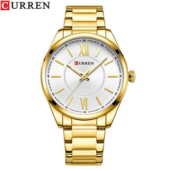 CURREN 8423 Original Brand Stainless Steel Band Wrist Watch For Men Gold