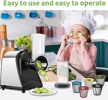 SOKANY 6 in 1 Electric Vegetable Slicer, 1000W Electric Slicer with 5 Tapered Blades, Cheese Grater, Easy to Clean, Fruit Vegetable Grater- SK-1178