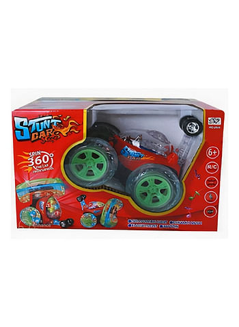 Stunt Car Remote Control Toy with Rotating Spin 360° Flips Light and Music (Red)