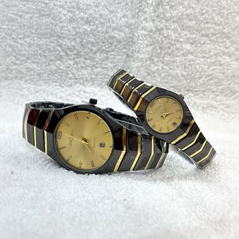 Boxer Waterproof Quartz .Analog Couple Watch Set