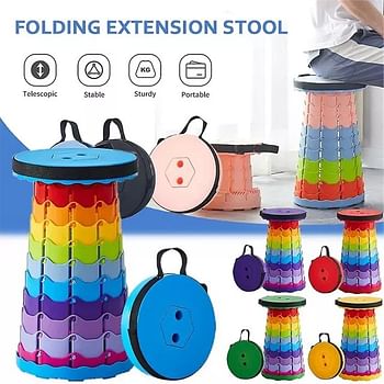 Folding Stool Telescopic Chair Adults Kids Retractable Chair Collapsible Stool for Indoor Outdoor Camping Fishing Hiking random color