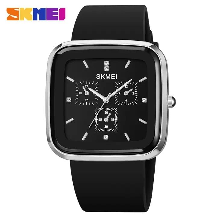 Skmei Men Watch Fashion Waterproof Silicone Strap Men Quartz Watch 1902 / Black