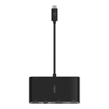 Belkin - USB-C to HDMI, VGA, USB-A and Gigabit Ethernet - Black