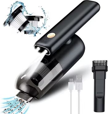 Car vacuum cleaner mini handheld vacuum cleaner cordless portable handheld vacuum cleaner with LED lights 9000pa powerful suction - Black