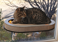 K&H Pet Products Universal Mount Kitty Sill Cat Window Perch 14 X 24 Inches Scratcher Ball Track