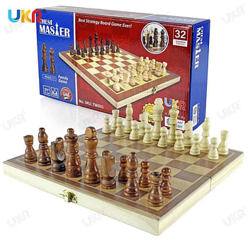 BERRY Chess Wooden Traditional Board Game Compact 12 inch Classic Set Gift for Kids