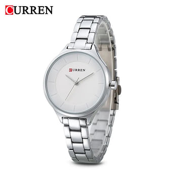 Curren 9015 Original Brand Stainless Steel Band Wrist Watch For Women / Silver