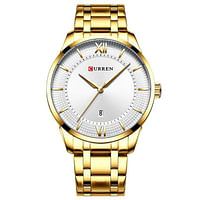Curren 8356 Original Brand Stainless Steel Band Wrist Watch For Men / Gold