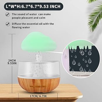 Raining Cloud Night Light Aromatherapy Essential Oil Diffuser Micro Humidifier Desk Fountain Bedside Sleeping Relaxing Mood Water Drop Sound (White)