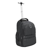 Promate Trolley Bag, 2-in-1 Lightweight 15.6-inch Laptop Trolley Backpack with Telescoping Handle, Adjustable Straps, Water Resistance and In-Line Wheels for MacBook Air, iPad, Dell XPS 13, Compact-TR