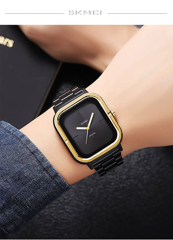 Skmei 2275 fashion Custom Logo male quartz watch latest Stainless steel band water resist Simple business reloj watch Black Gold