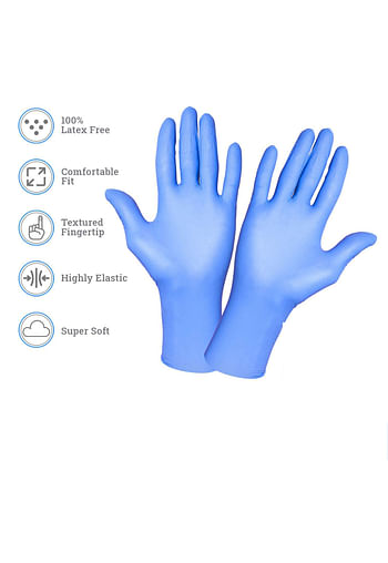 Powder Free Nitrile Disposable Blue Large Gloves 100 Pcs