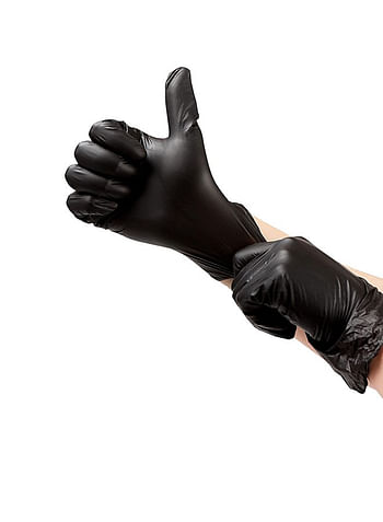Pack of 2 Powder Free Disposable Vinyl Black Gloves Small Size 200 Pieces