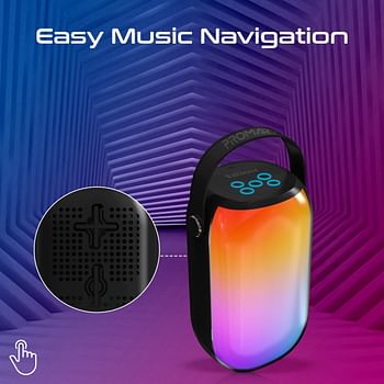 Promate Bluetooth Speaker, 20W True Wireless Portable HD Speaker with RGB Lights, IPX5 Water-Resistance, Long Playtime, Quick Music Navigation, USB Port, TF Card Slot and Top Handle, Spectro-20