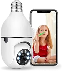 Light Bulb Security Camera, Full-HD 1080P 360 Degree Panoramic 2.4Ghz Wireless WiFi Camera,with Infrared Night Vision & Motion Detection & 2-Way Audio Home Camera for Baby/Elder/Pet