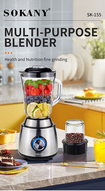 sokany Stainless Steel Portable Juicer Blender To-Go Cups and Spout Lids Pulse Technology Smoothie Blender