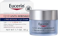 Eucerin Q10 Anti-Wrinkle Night Cream + Pro-Retinol Facial Cream for Sensitive Skin, 1.7 Oz