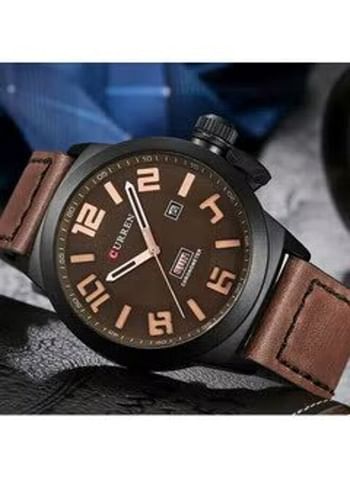 Curren 8270 Water Resistant Analog Watch for Men - Deep Brown