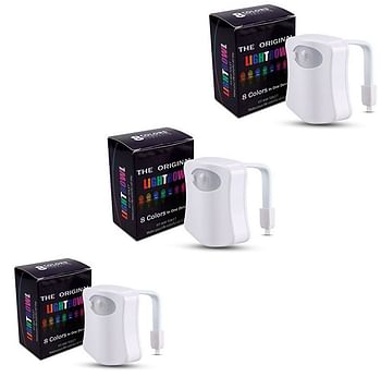 3-Piece Motion Sensor Night Light Automatic 8 Color Changer LED