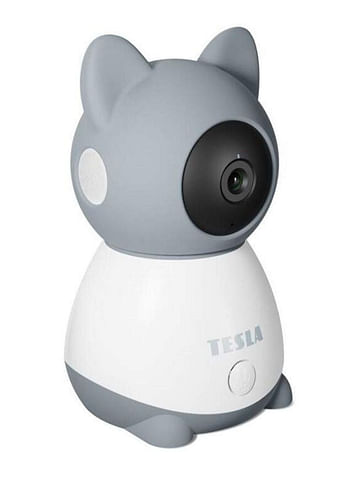 كاميرا الطفل الذكية بزاوية 360 درجة مع اكتشاف الحركة والصوت ودقة الوضوح العالي وتطبيق Tesla Home - رمادي