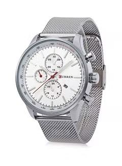 CURREN Men's Water Resistant Analog Watch Set 8227 - 44 mm - Silver