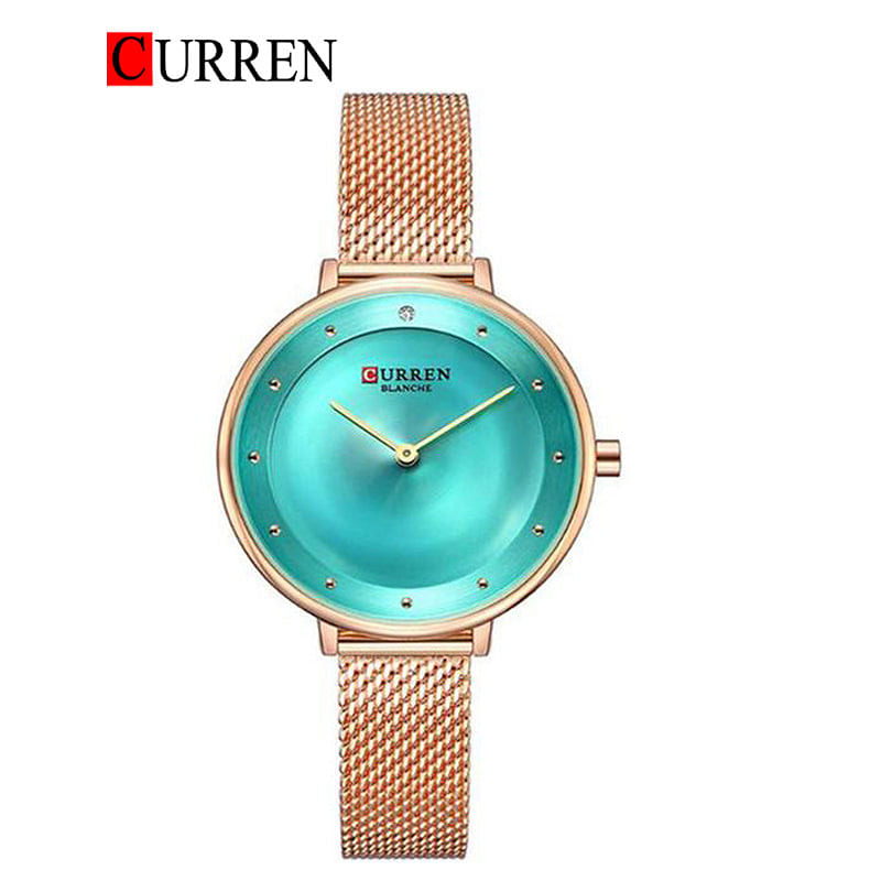 Curren 9029 Original Brand Mesh Band Wrist Watch For Women / Bronze