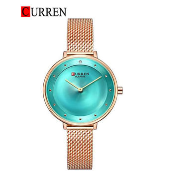 Curren 9029 Original Brand Mesh Band Wrist Watch For Women / Bronze