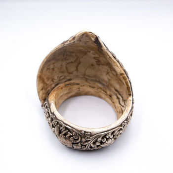 Exquisite Shell Bangle Made of Pure Silver Handmade in Nepal Elephant Carving for Decorative Purpose