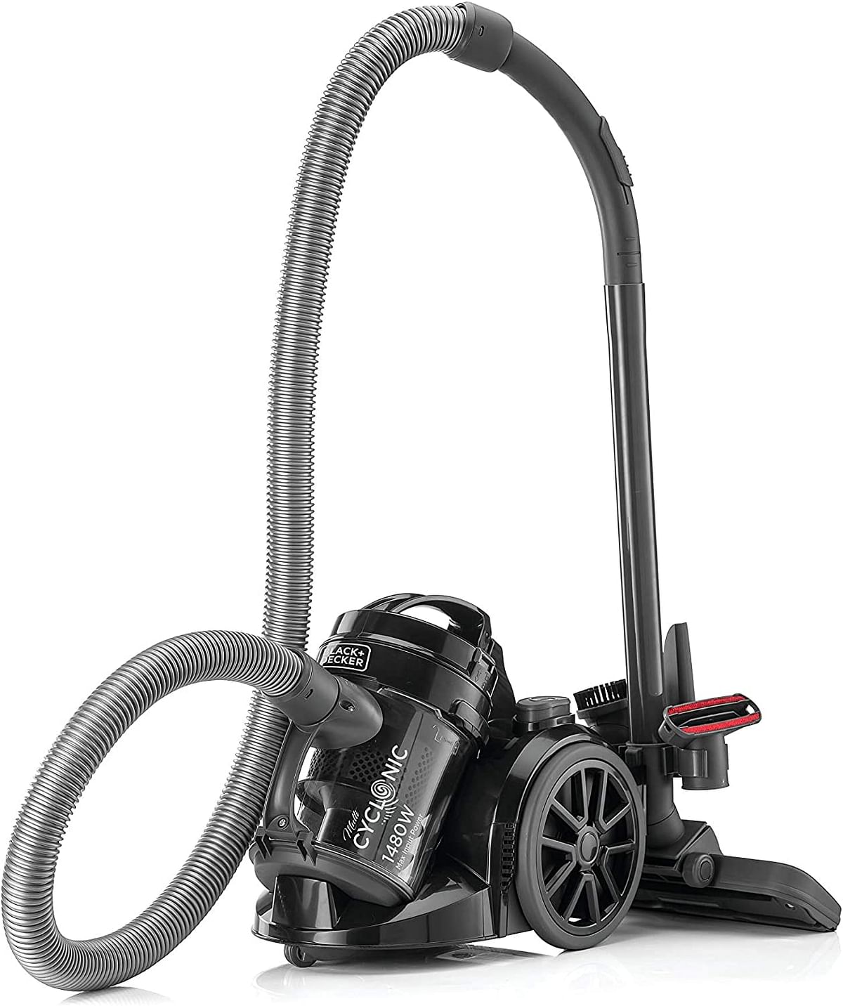 BLACK+DECKER 1480W 1.8L Corded Vacuum Cleaner 18KPa Suction Power Multi-Cyclonic Bagless Vacuum with 6 Stage Filtration, 1.5M 360-degree Swivel Hose And Washable Filter VM1480-B5