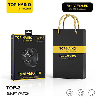 Haino Teko Germany TOP-Haino TOP 3 Full Screen Real AMOLED Display Series 9 Smart Watch With 3 Pair Straps Wireless Charger and Pen Designed For Ladies and Gents