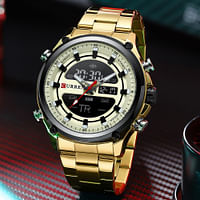 Curren 8404 Men's Luxury Stainless ,Steel Innovative Design Work Sports Stop Waterproof Luminous Military Style Wrist watch