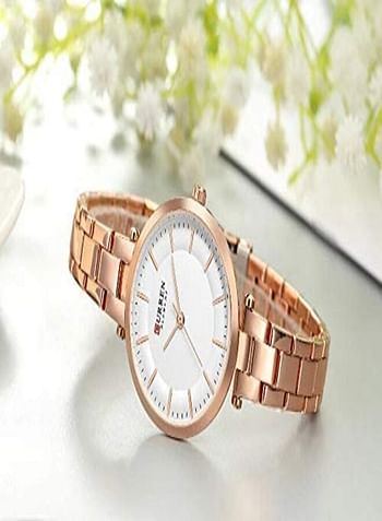 CURREN 9054 Women Stainless Steel Elegant Bracelet Watches Analog Quartz Business Simple Dial Wristwatch.