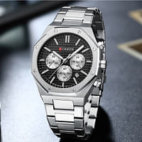 CURREN 8440 Casual Stainless Steel Chronograph Men Watch////